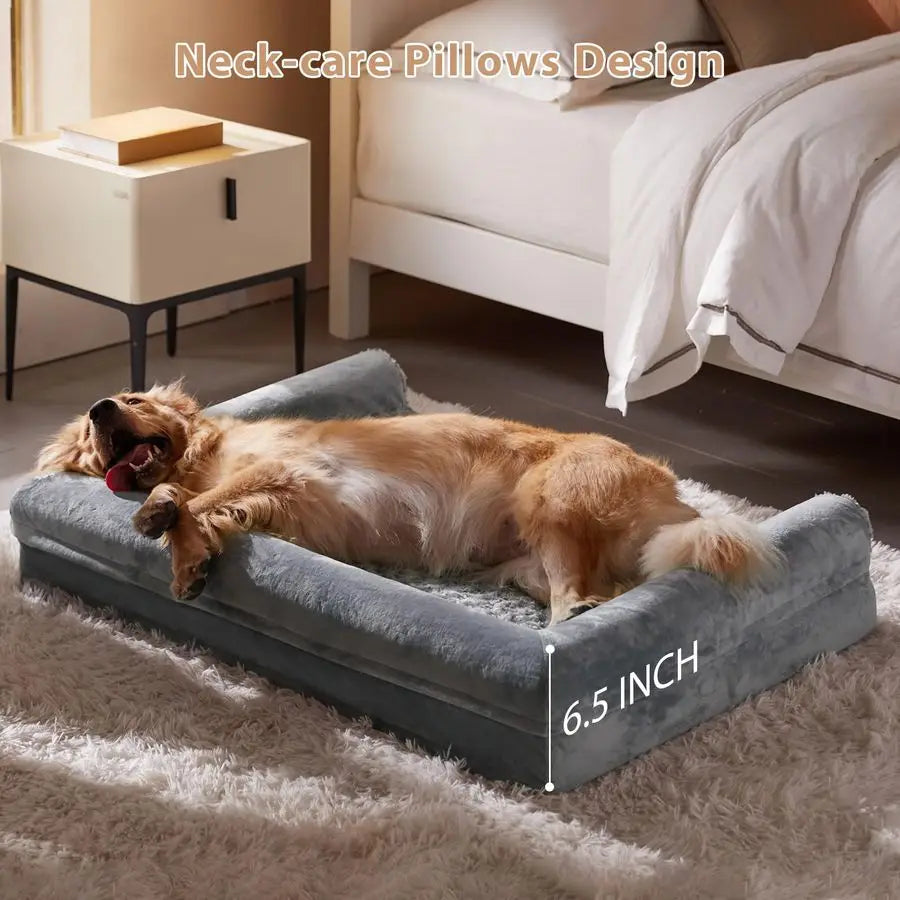 Orthopedic Waterproof Dog Bed For Large Dogs With Washable Cover