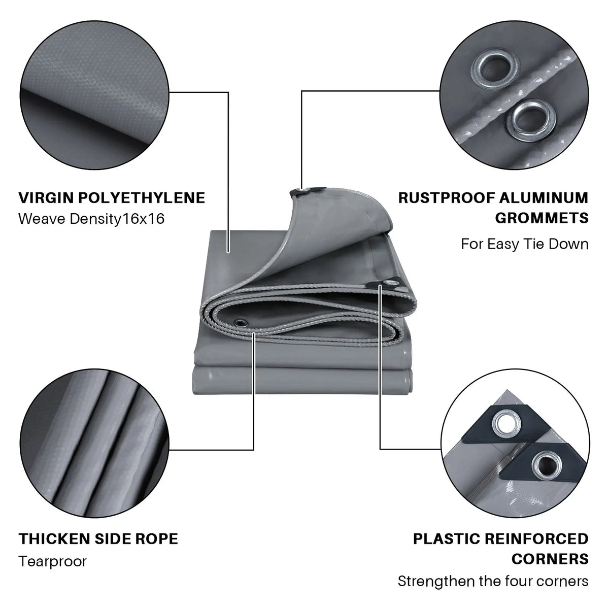 Heavy Waterproof PVC Tarpaulin With Reinforced Grommets