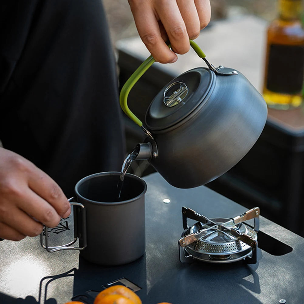 APWIKOGER Camping Cookware Set 3 Piece Pot Pan Kettle