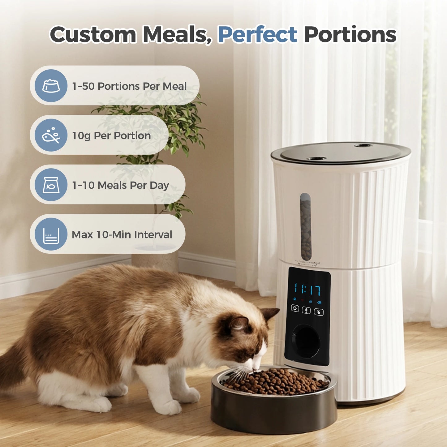 Automatic Cat Feeder With WiFi Timed Dispenser And App Control