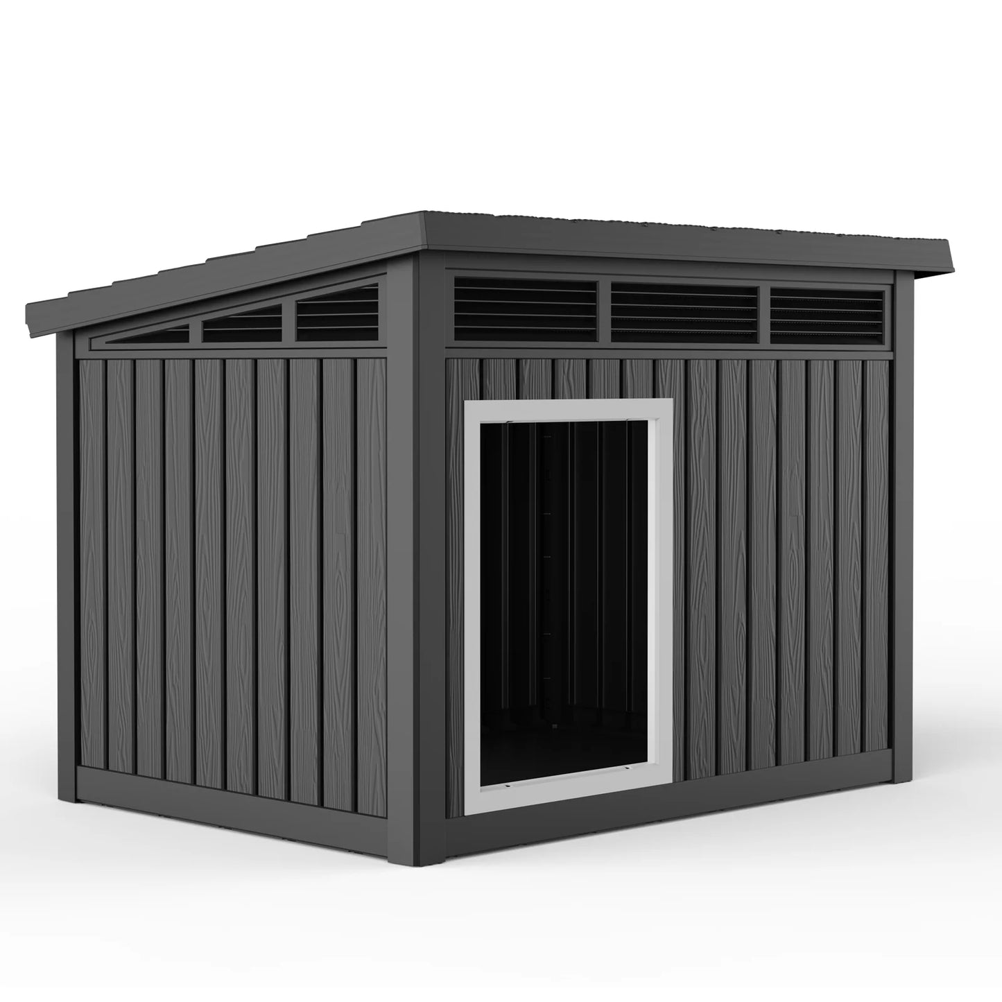 Resin Outdoor Waterproof Insulated Dog House With Slanted Roof And Hydraulic Rod