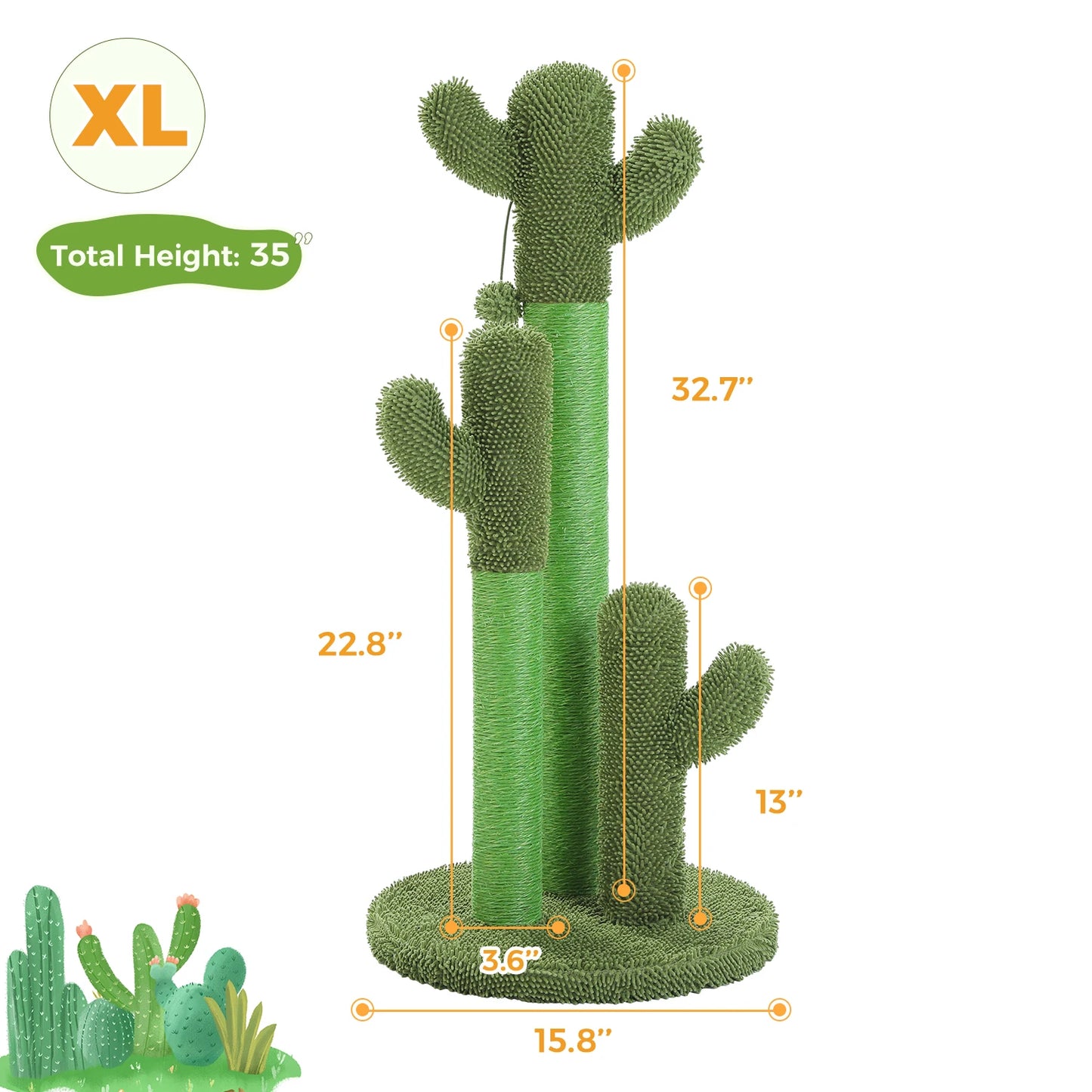 PEQULTI Cactus Cat Tree Indoor Cat Tower With Condo Hammock
