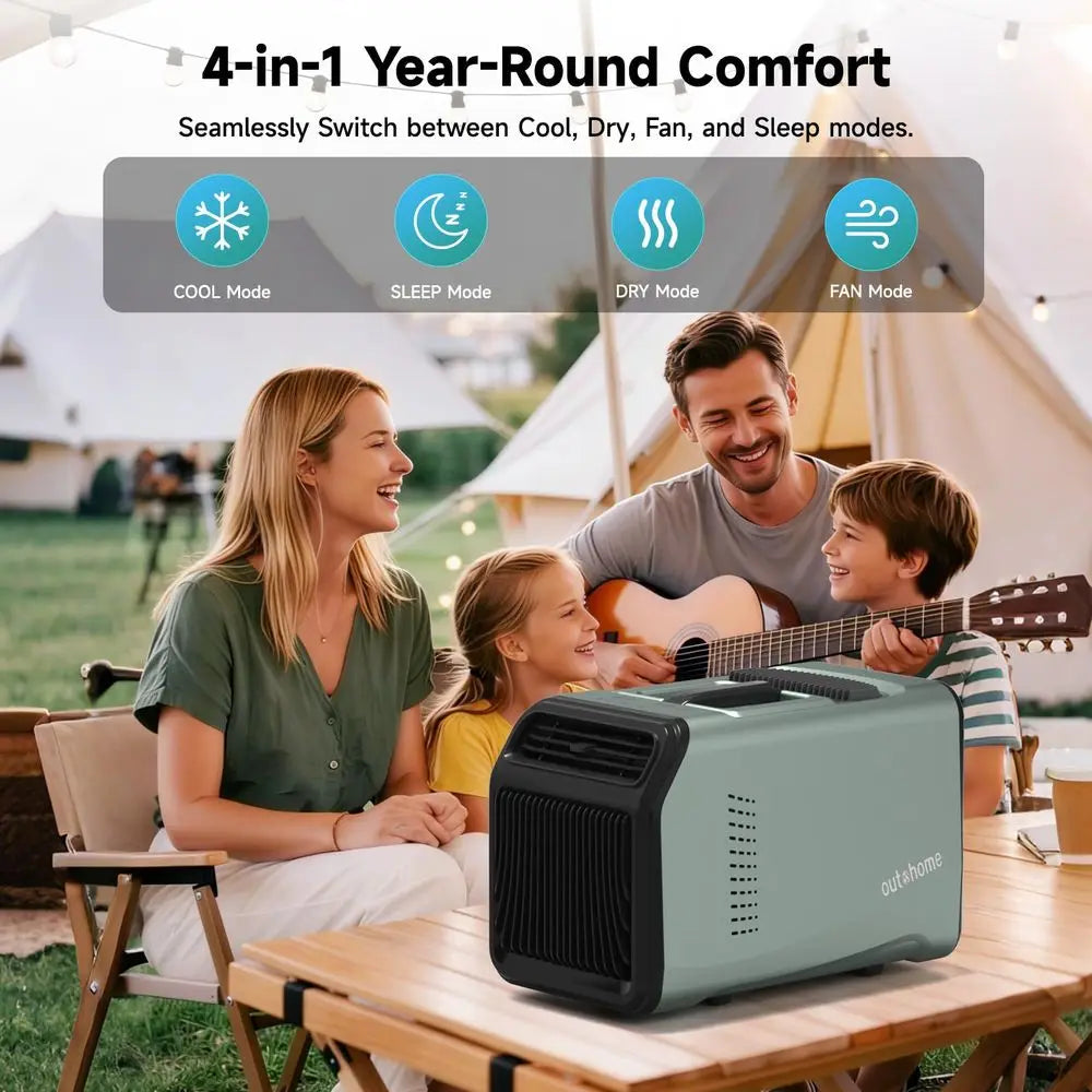 Camping AC Unit, 5100 BTU Portable Air Conditioner for Camping and Tents, 110V Quiet 4in1 Outdoor Tent AC Cooling System with F