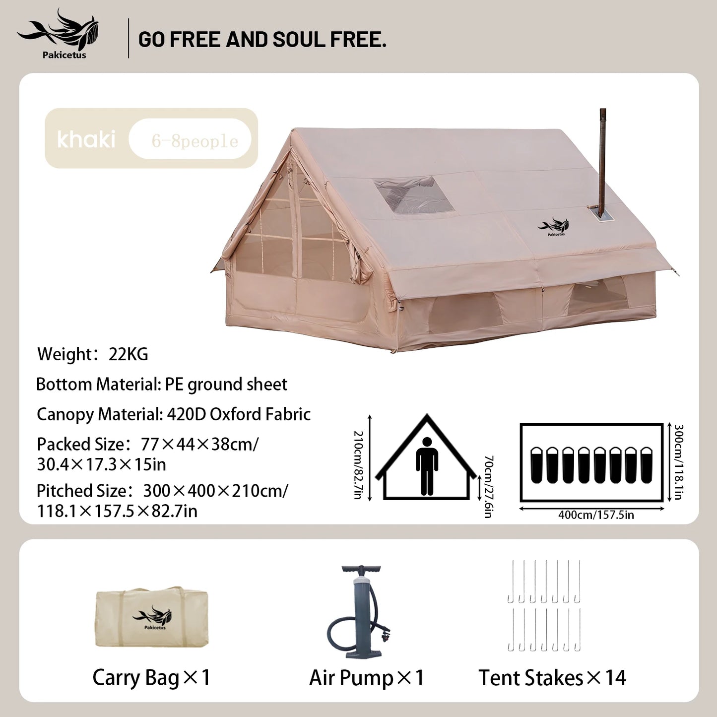 Pakicetus Quick Setup Inflatable Camping Tent Family Tent