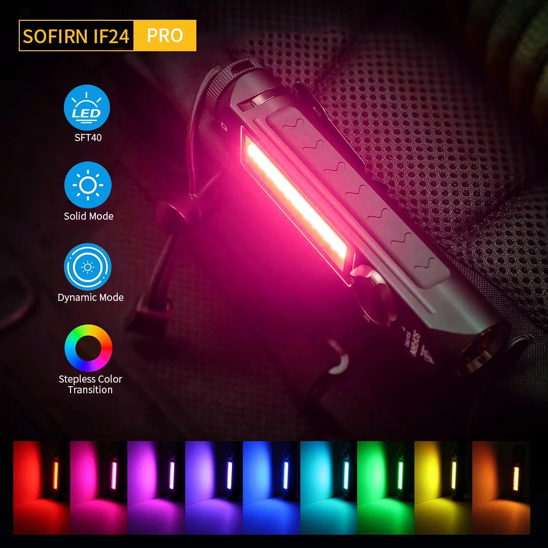 Sofirn IF24 2000 Lumen RGB Rechargeable Aluminum Tactical Flashlight