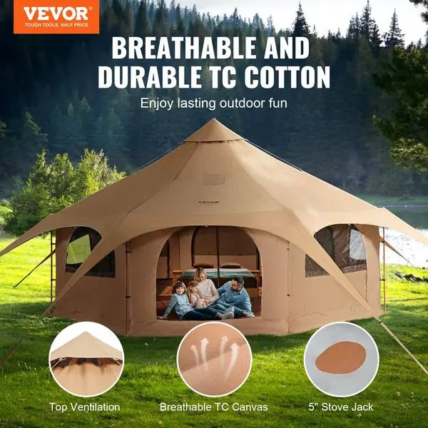 Canvas Bell Tent For Camping With Stove Jack