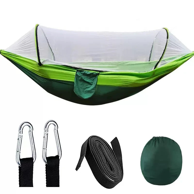 2-In-1 Camping Hammock With Mosquito Net 1.6lbs Ultralight Parachute Nylon Hanging Bed For Outdoor Survival Travel Backyard