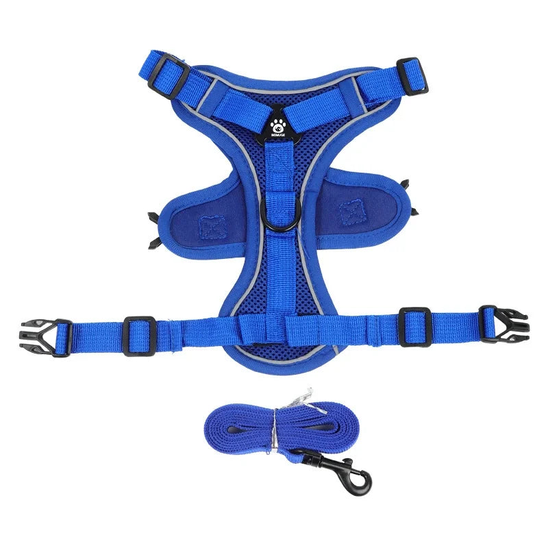 No Pull Dog Harness and Leash Set Adjustable Pet Harness Vest for Small Dogs Cats Reflective Dog Chest Strap Lead Walking