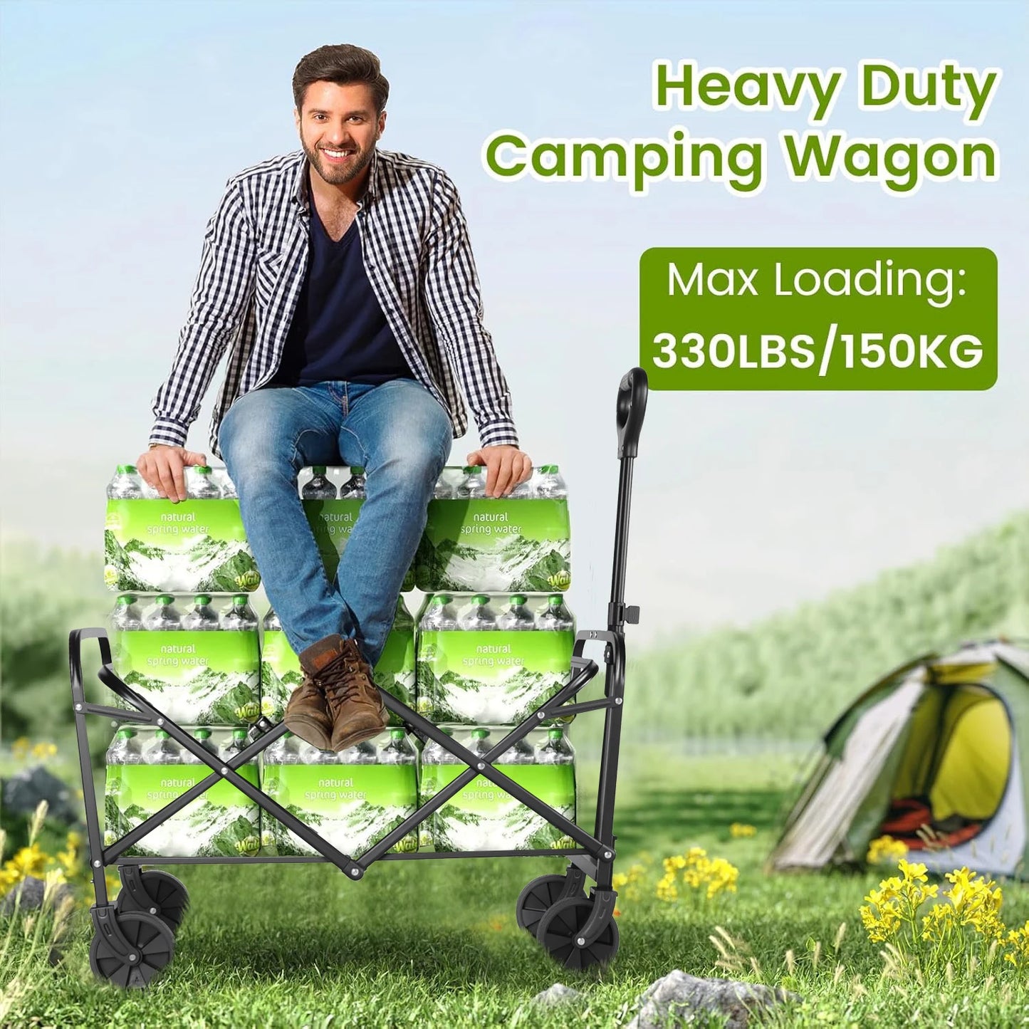 Heavy Duty Foldable Wagon Cart Portable Utility Wagon