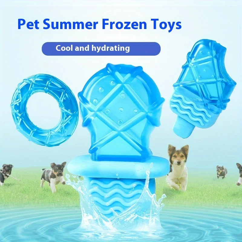 Durable Chew-Resistant Dog Ice Cube Toy, Water-Filled, Frozen, Summer Cooling, Interactive Artifact, Suitable for Large, Medium,