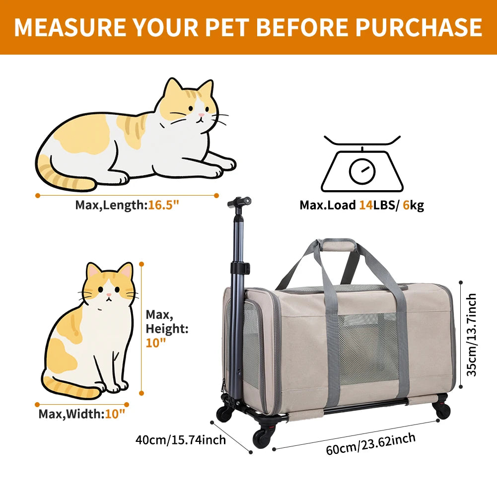 Cat Trolley Carrier For Two Cats With Wheels