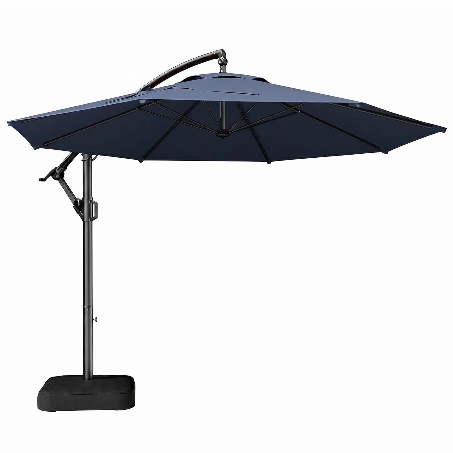 10ft Cantilever Patio Umbrella with Base Included, 30 MPH Wind-Resistant Offset Outdoor Hanging Umbrella with 45, Customized