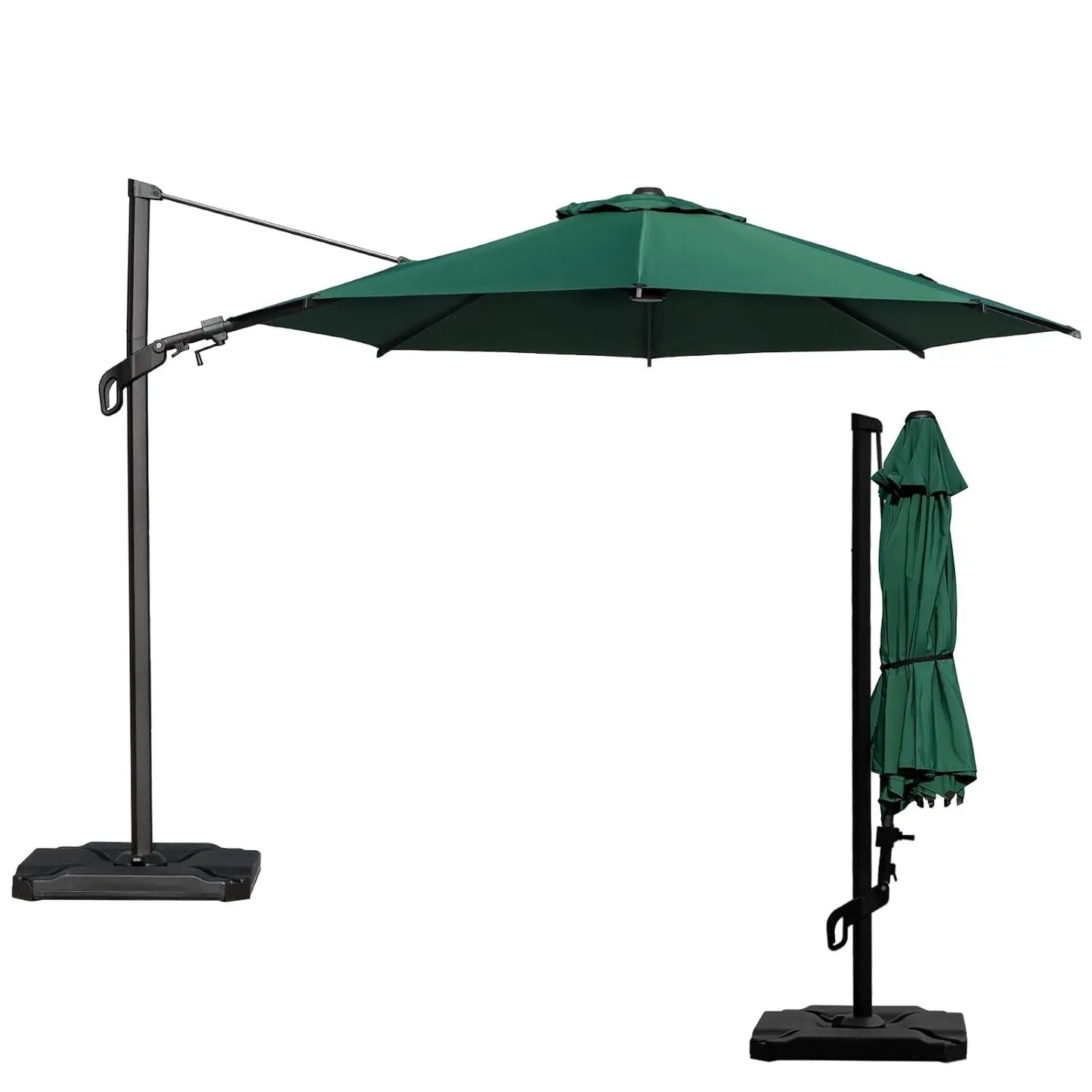 10FT Offset Cantilever Umbrella with 360° Rotation & Tilt UV 50+ 8 Ribs for Backyard Garden Deck Pool, Custom