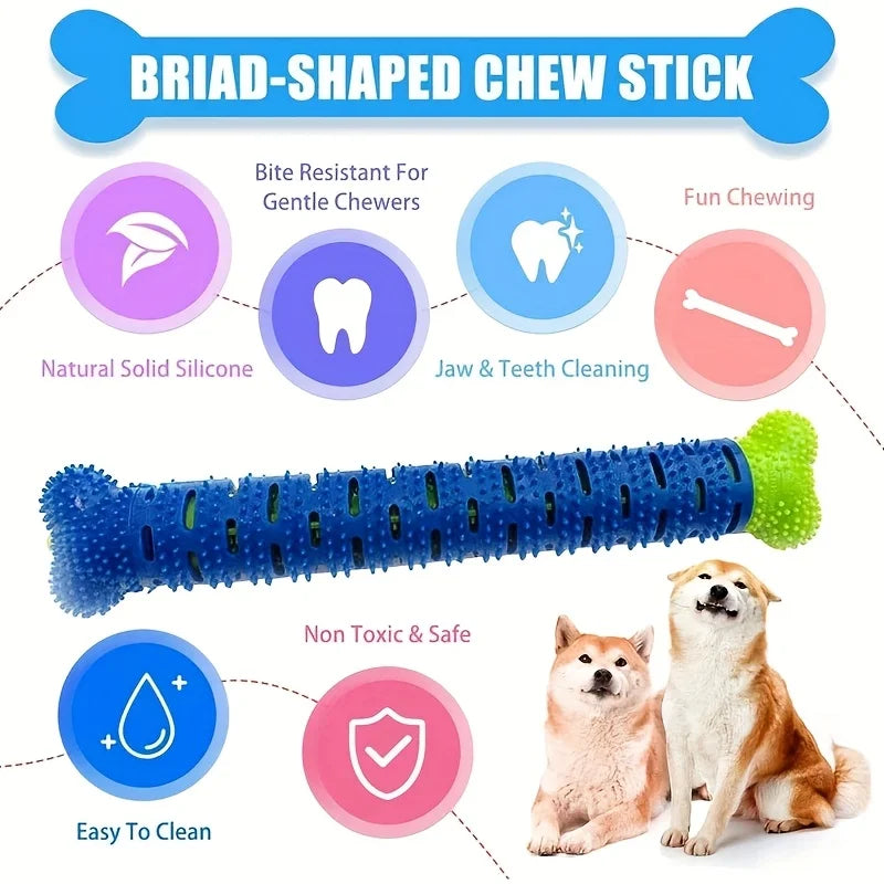 Dog Tooth Cleaning Chew Toy, Rubber Dental Massager & Grinding Stick for Teeth Cleaning, Pet Oral Health & Chewing