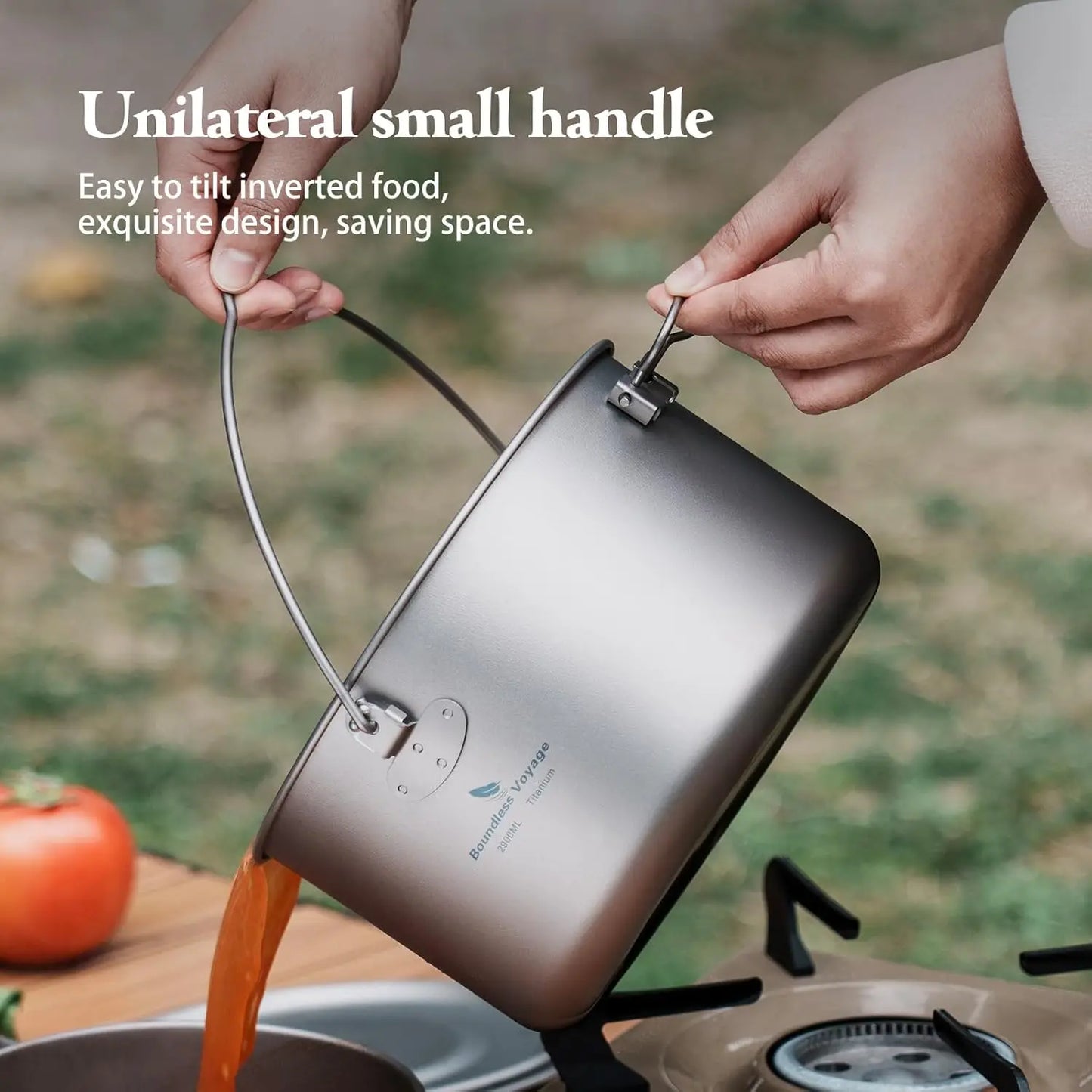 Ultralight Portable Hanging Pot for Outdoor Camping Backpacking Hiking - Camp Kitchen Cookware with Multiple Sizes 1300ML/1950ML