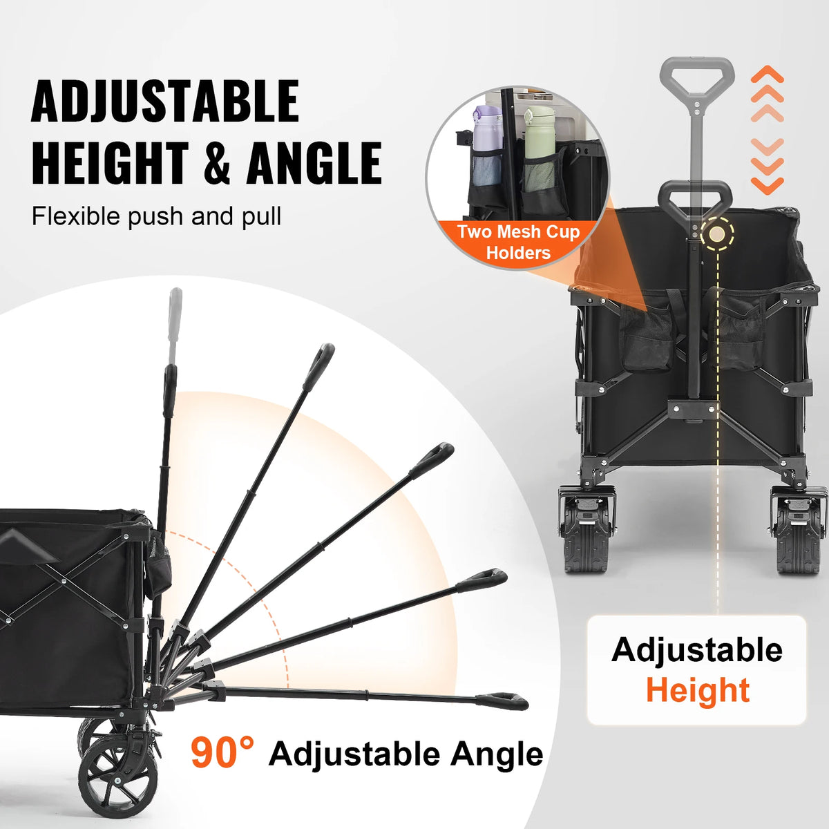 SucceBuy Collapsible Folding Beach Wagon With All Terrain Wheels