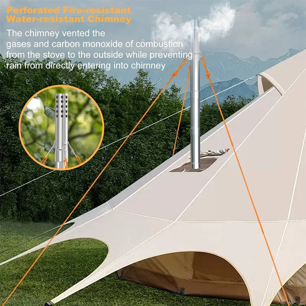 Portable Wood Burning Stove With Stainless Chimney Pipes