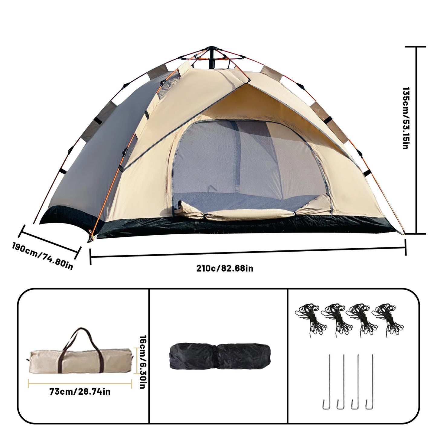 Pakicetus Windproof Camping Tent Easy To Set Up Lightweight