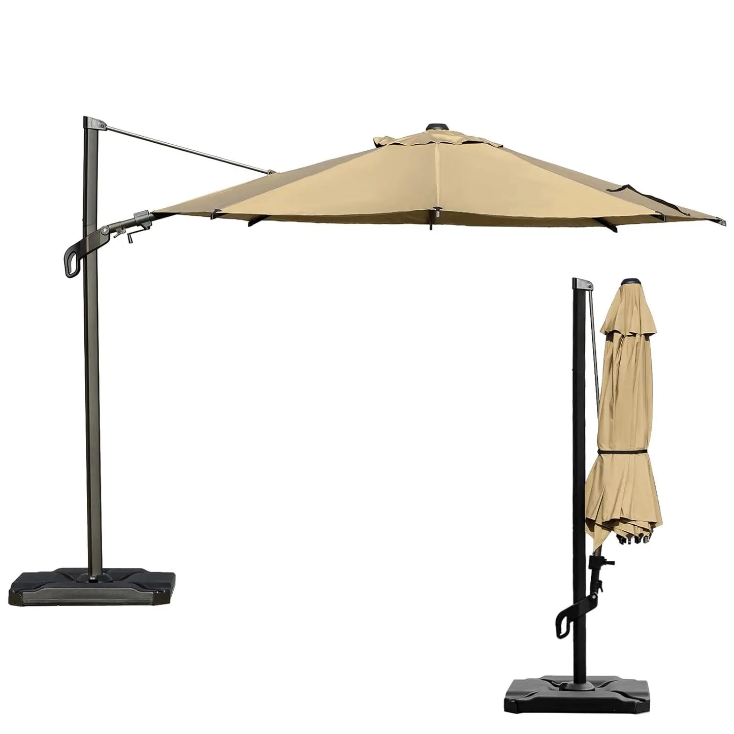 10FT Offset Cantilever Umbrella with 360° Rotation & Tilt UV 50+ 8 Ribs for Backyard Garden Deck Pool, Custom