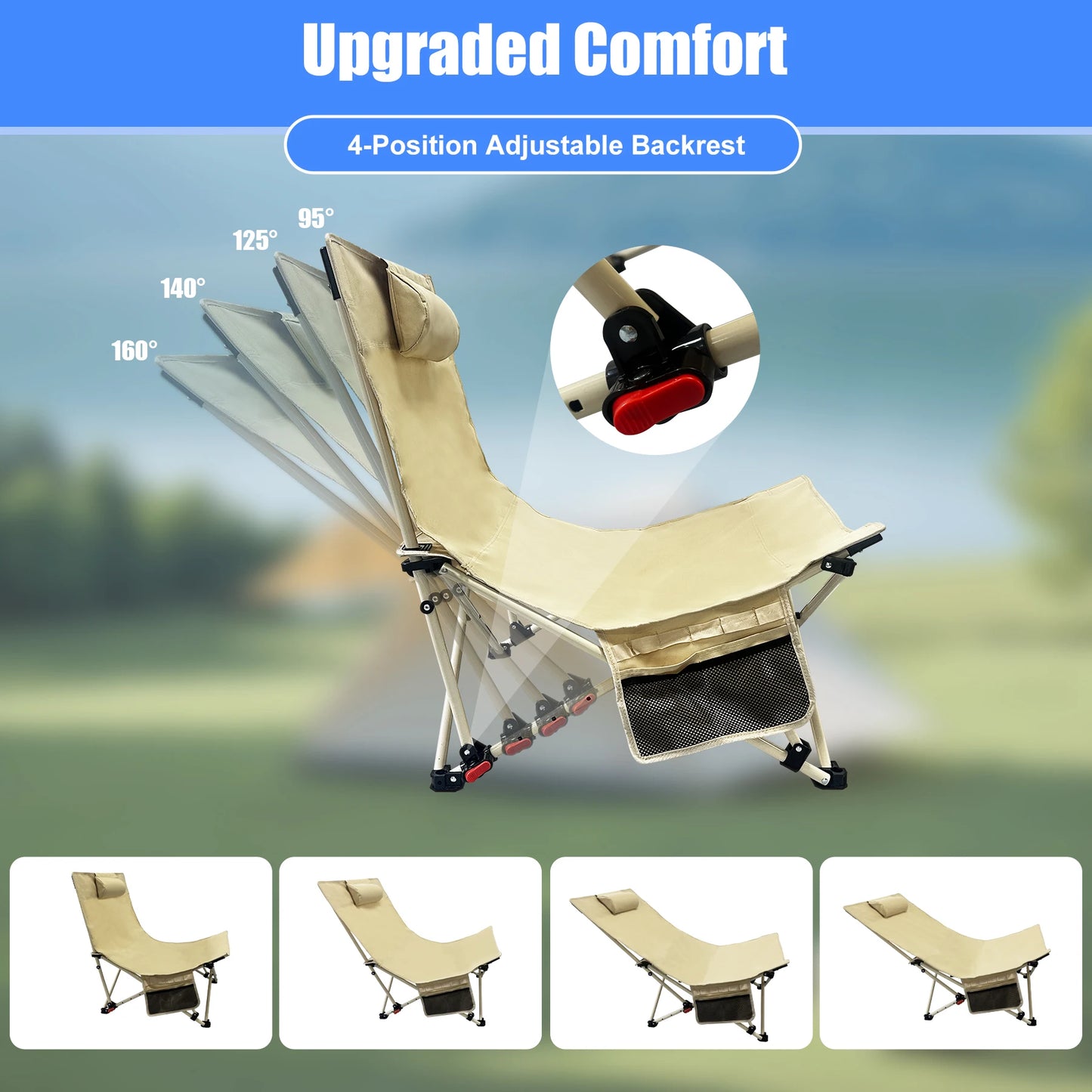Backpack Beach Chairs 2 Pack With Adjustable Backrest And Pocket