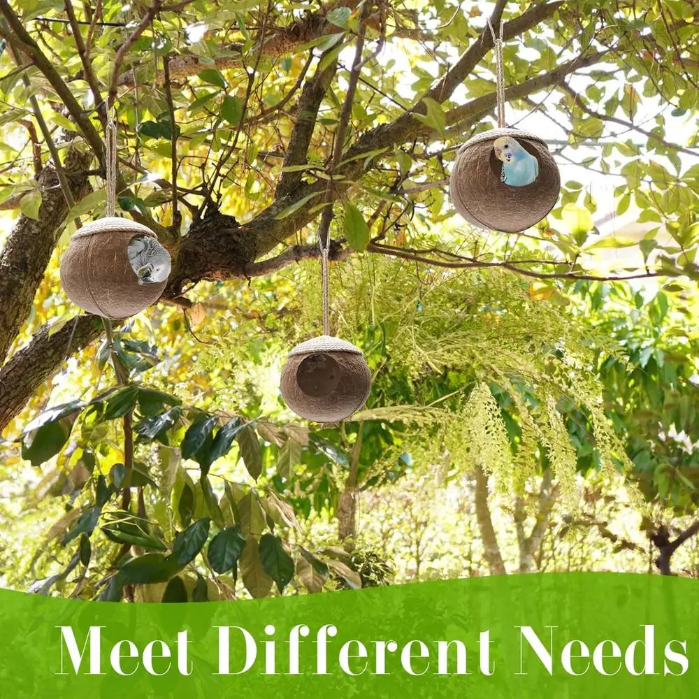 Coconut Bird Nest Hanging Birdhouse For Parrot 2 Pack
