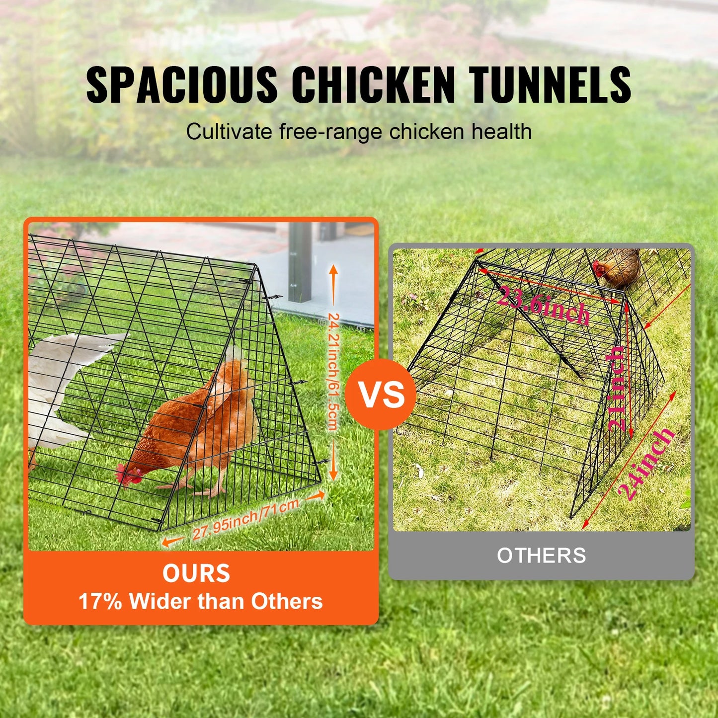 SucceBuy Chicken Tunnels For Yard With Corner Frame Portable