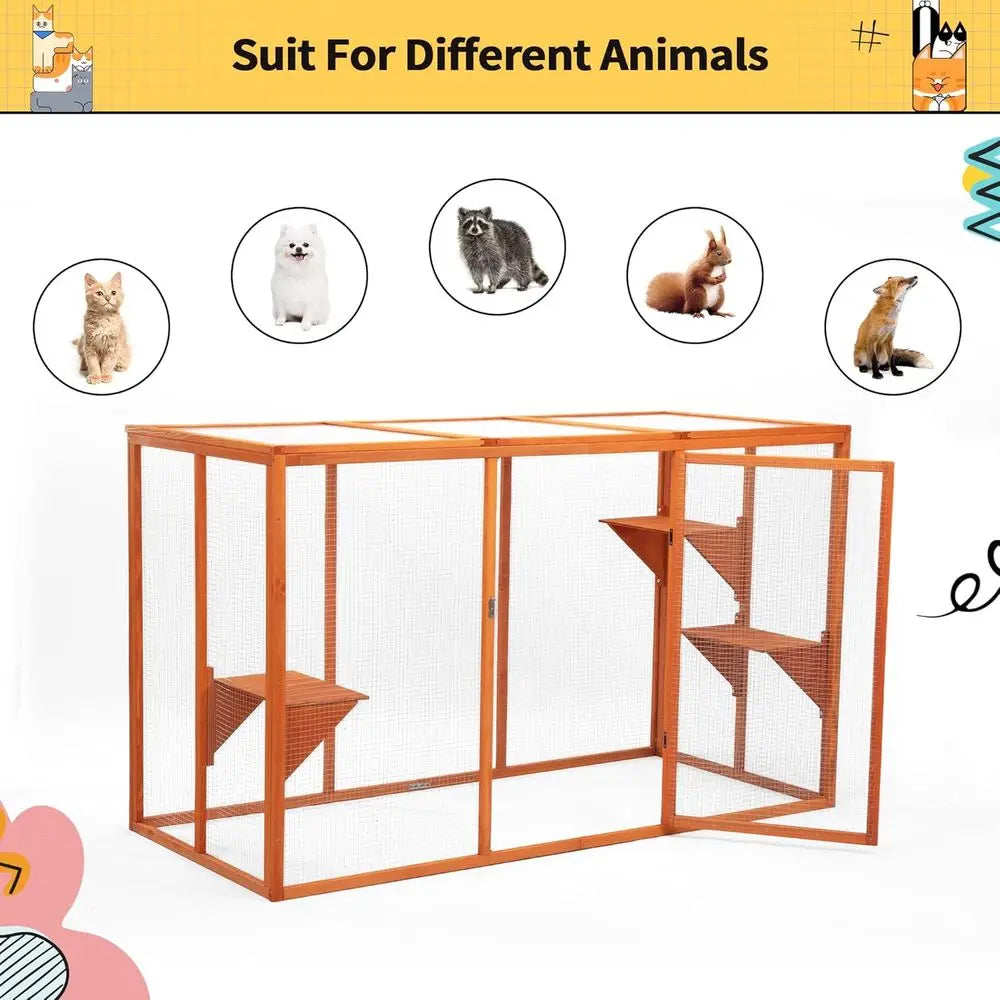 Outdoor Catio Enclosure With Waterproof Roof For Secure Pet Comfort