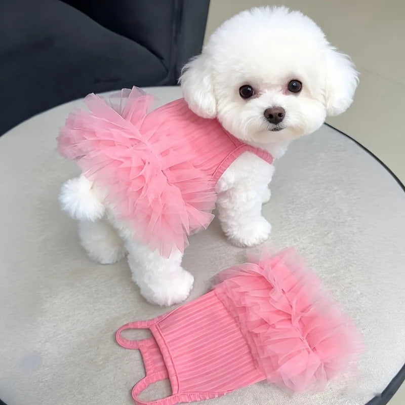Breathable Dog Wedding Dress With Strapless Puffy Skirt