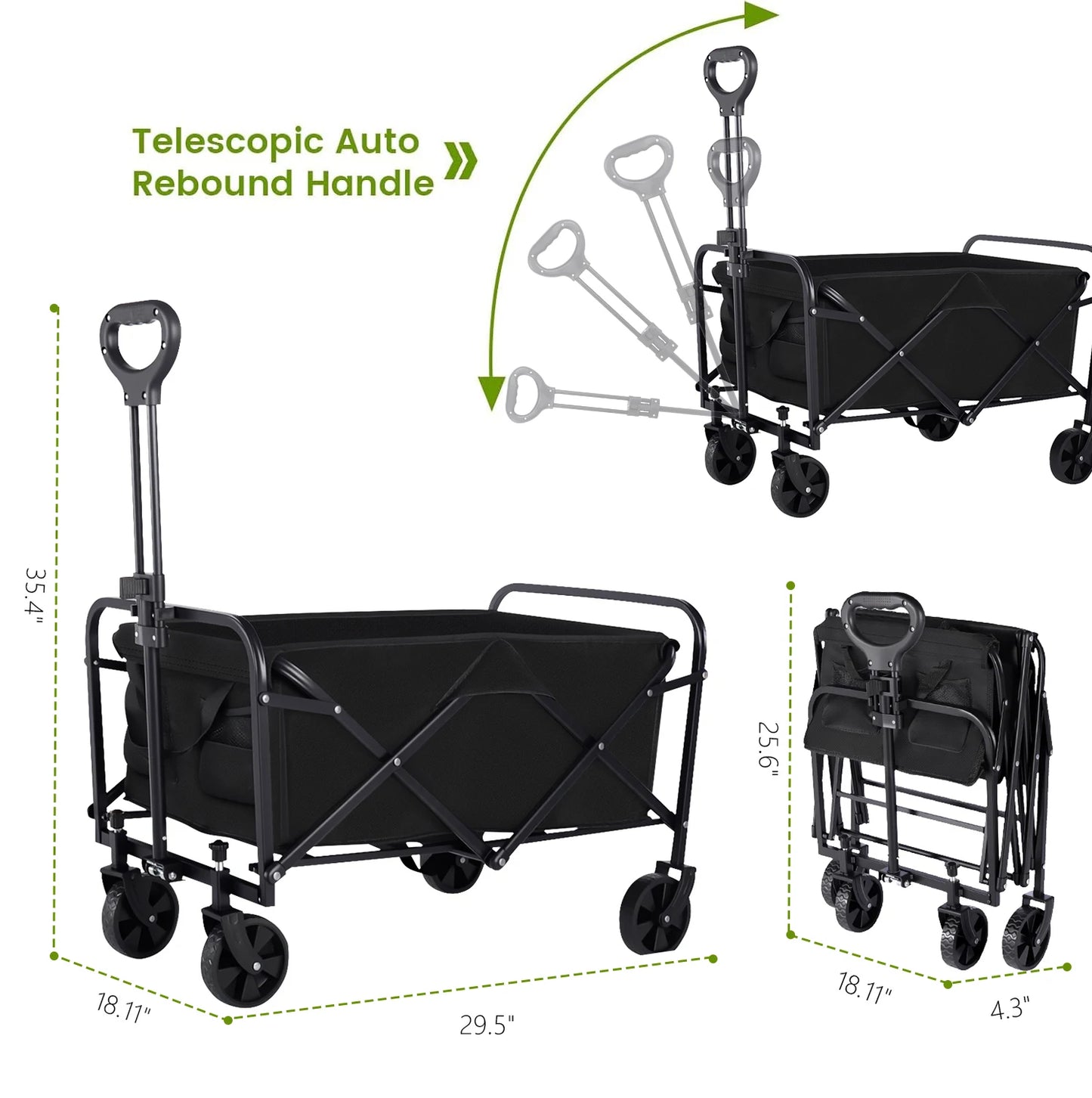 Heavy Duty Foldable Wagon Cart Portable Utility Wagon