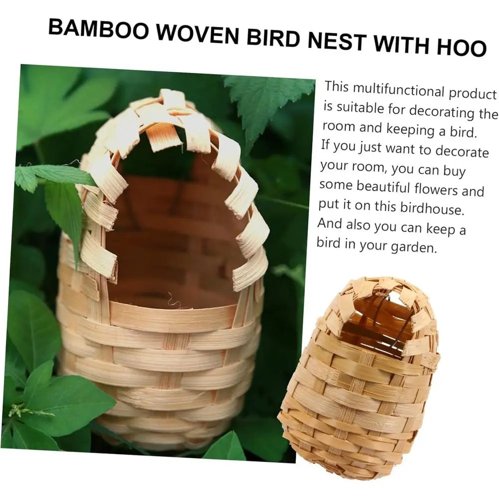 6pcs Handmade Bamboo Bird Nest Finch Bird Nests for Cages Bird House for Balcony Bird House for Warm Shelter Garden Hand Woven A