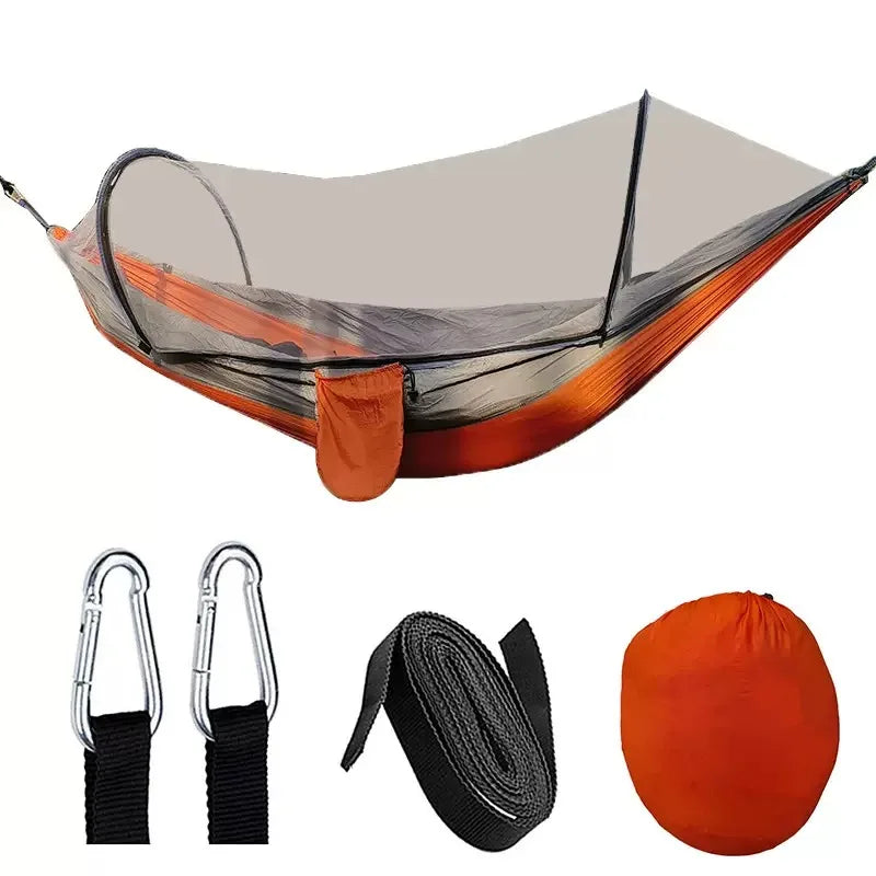 2-In-1 Camping Hammock With Mosquito Net 1.6lbs Ultralight Parachute Nylon Hanging Bed For Outdoor Survival Travel Backyard