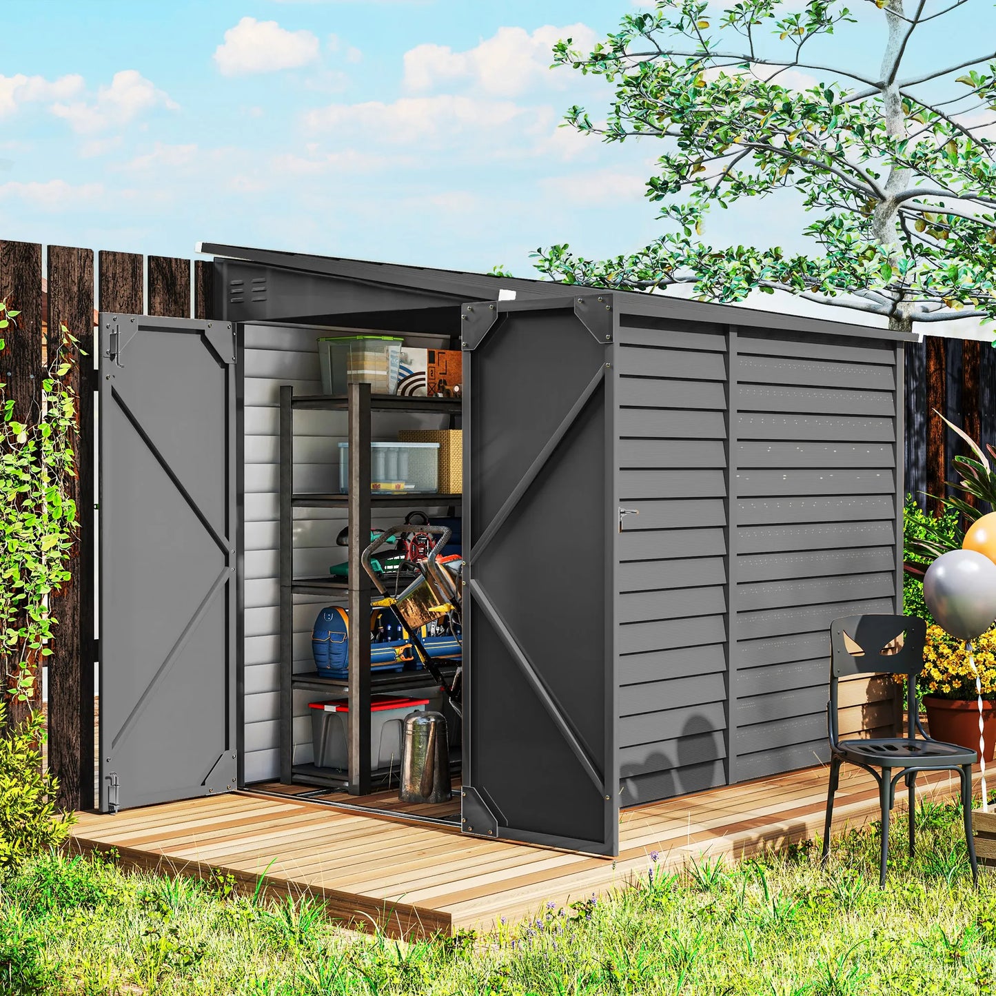 Outsunny Metal Outdoor Storage Shed With Lockable Doors