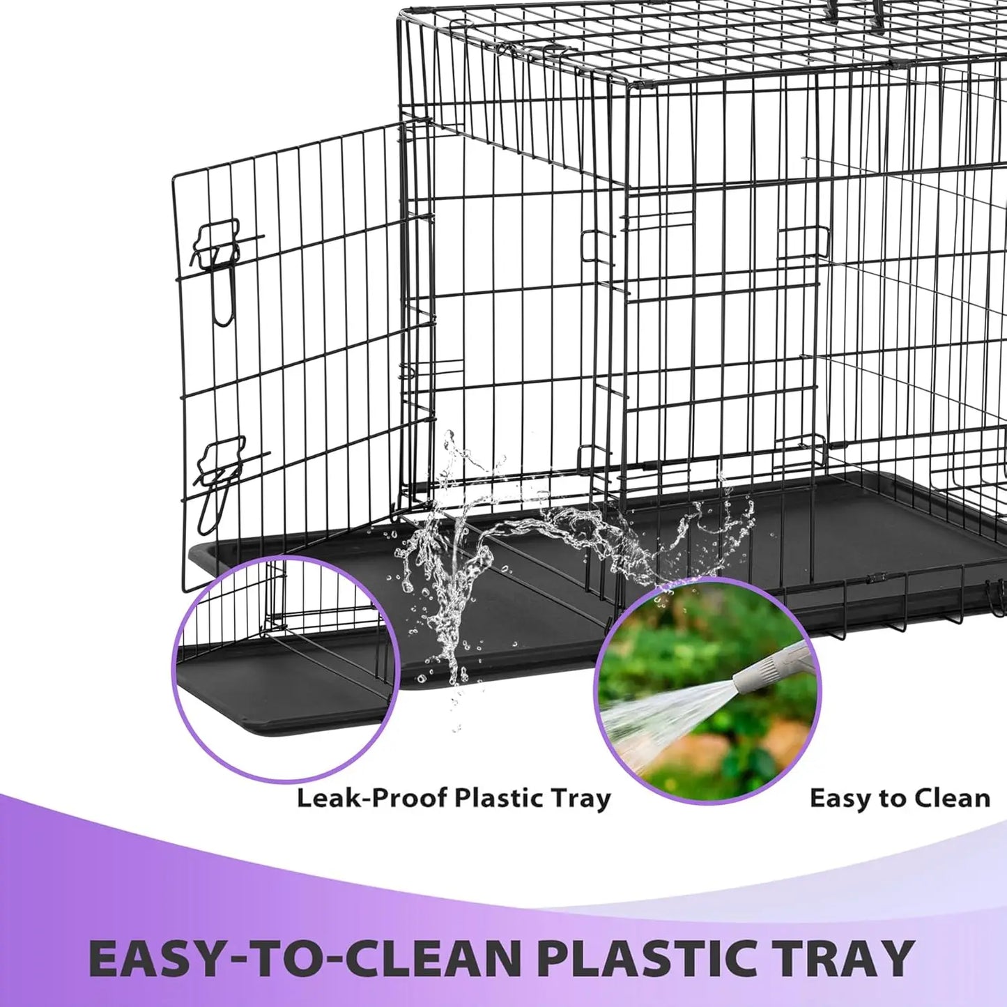 BestPet Foldable Dog Crate With Double Doors