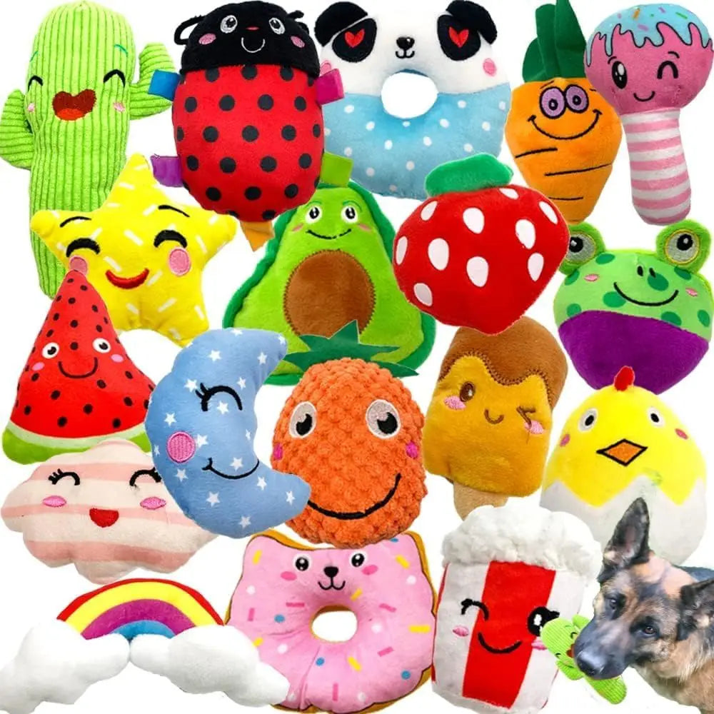 18 Pack Dog Squeaky Toys Cute Stuffed Pet Plush Puppy Chew or Small Medium Pets - Bulk