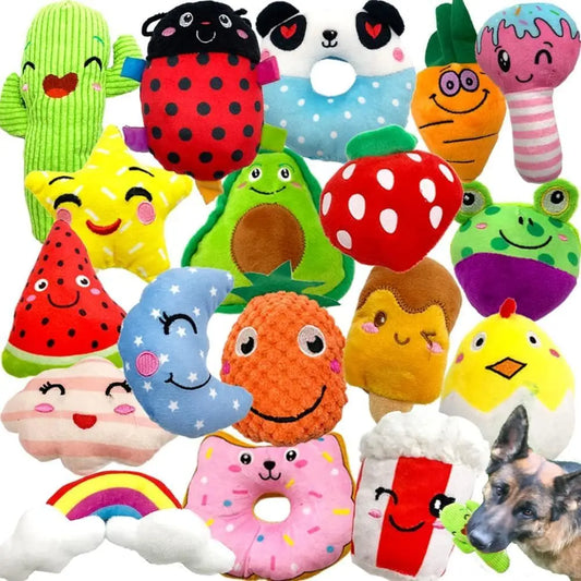 18 Pack Dog Squeaky Toys Cute Stuffed Pet Plush Puppy Chew or Small Medium Pets - Bulk
