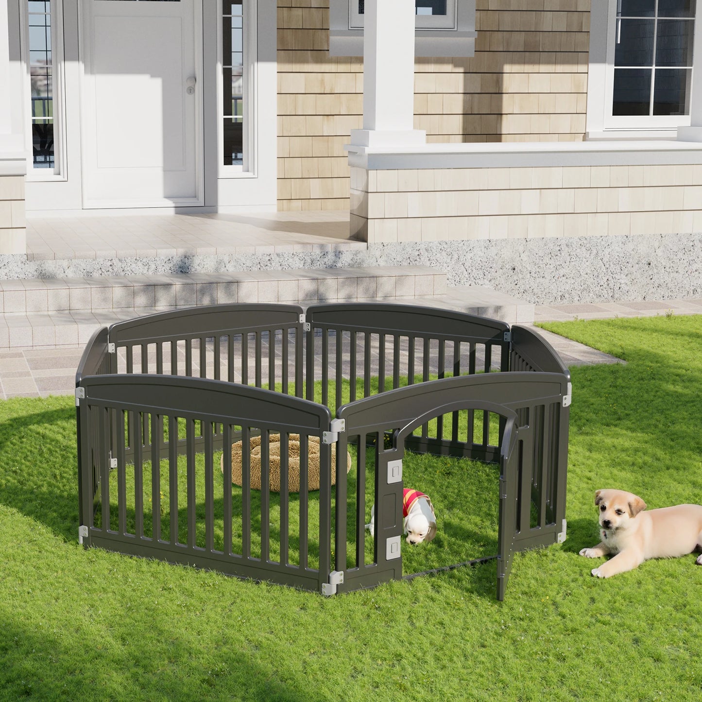 JHK Plastic Dog Playpen Expandable Indoor Outdoor Folding Fence