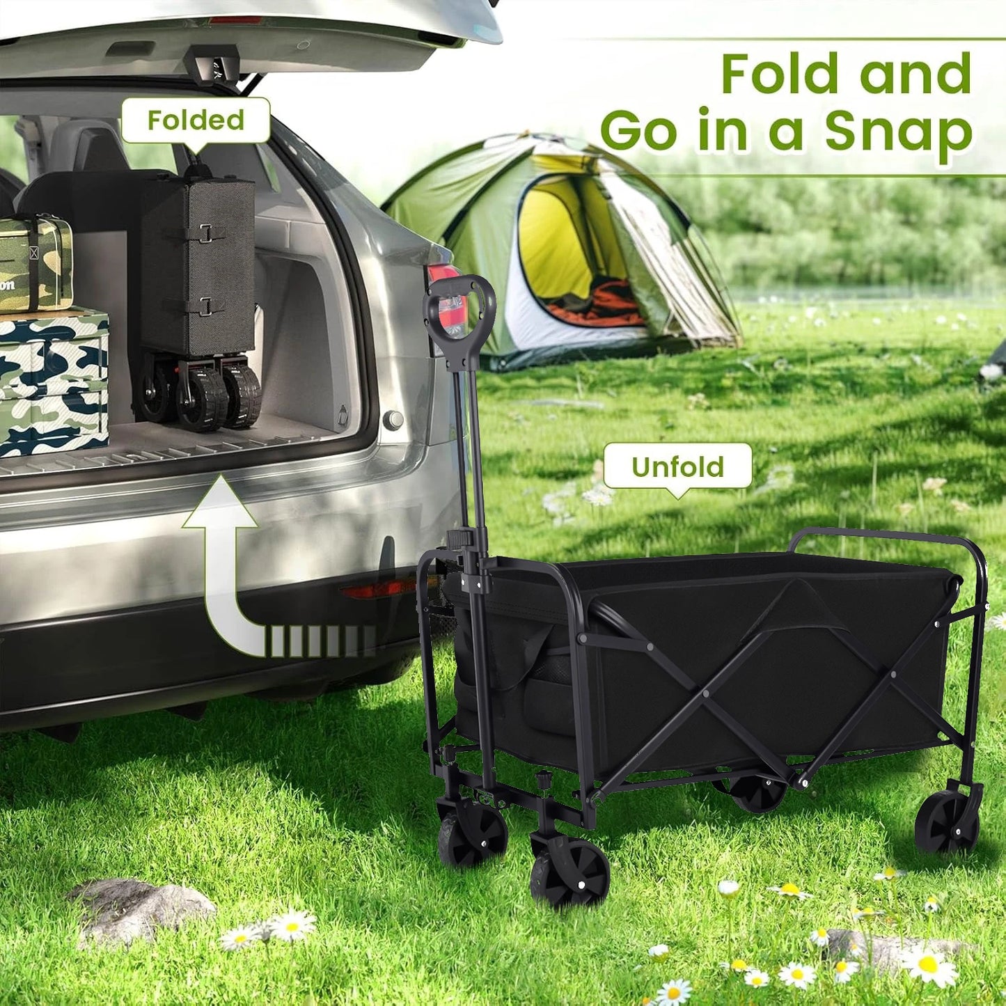 Heavy Duty Foldable Wagon Cart Portable Utility Wagon