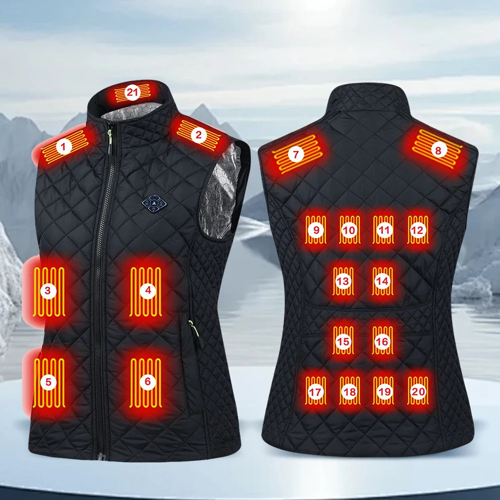 USB Heated Vest 21 Zone Unisex Electric Thermal Cotton Vest
