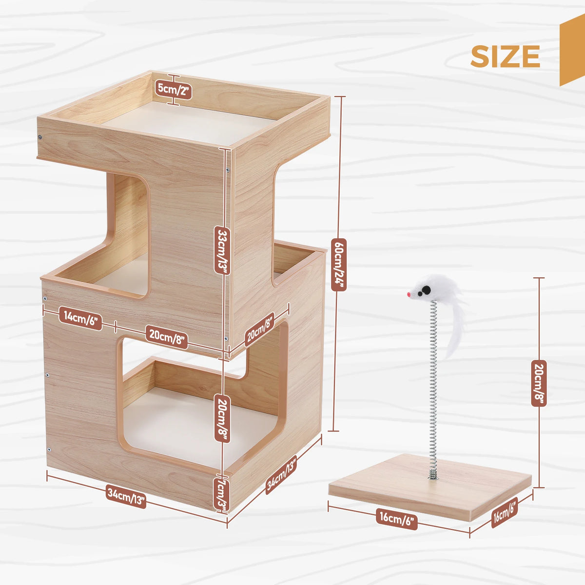 PAWZ Road Wooden Cat Condo With Comfortable Scratching Platform