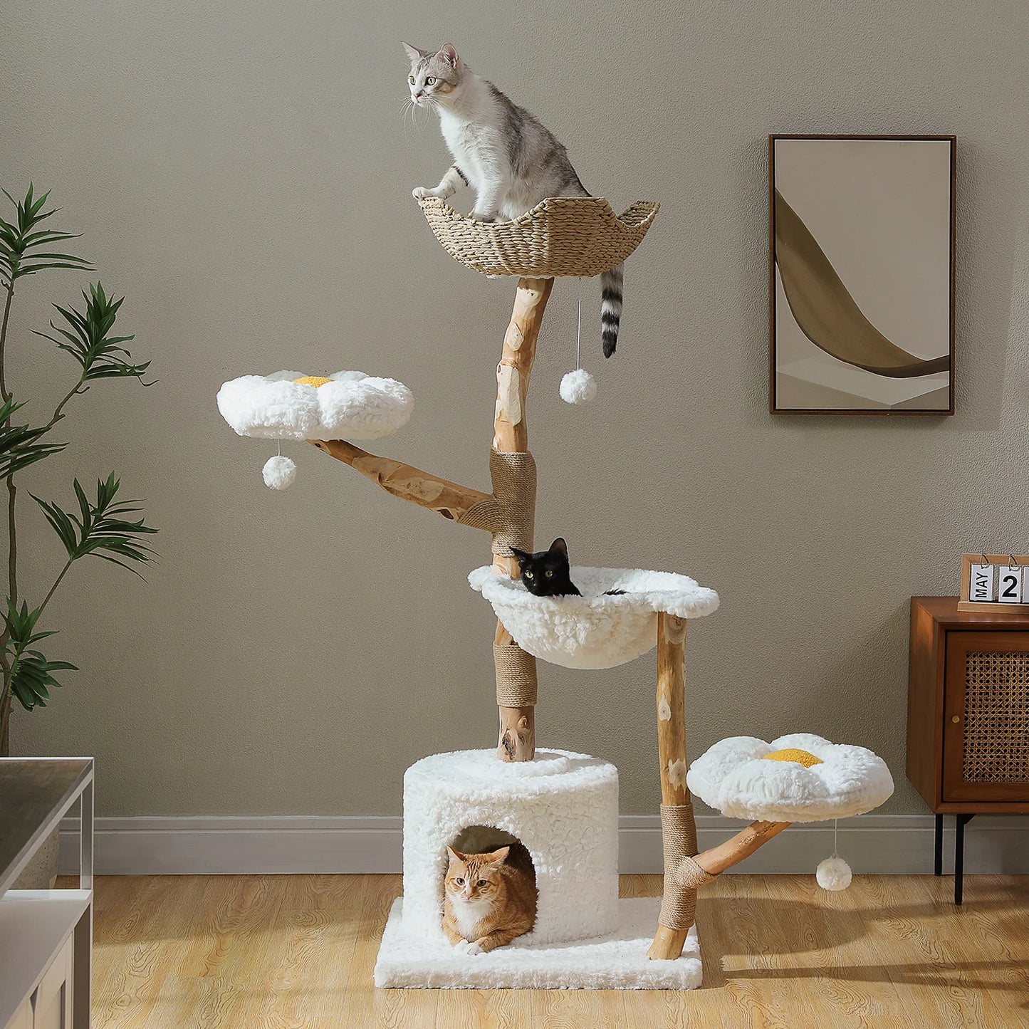 PAWZ Road Five Tier Cat Tree Tower With Sisal Posts And Wicker Bed