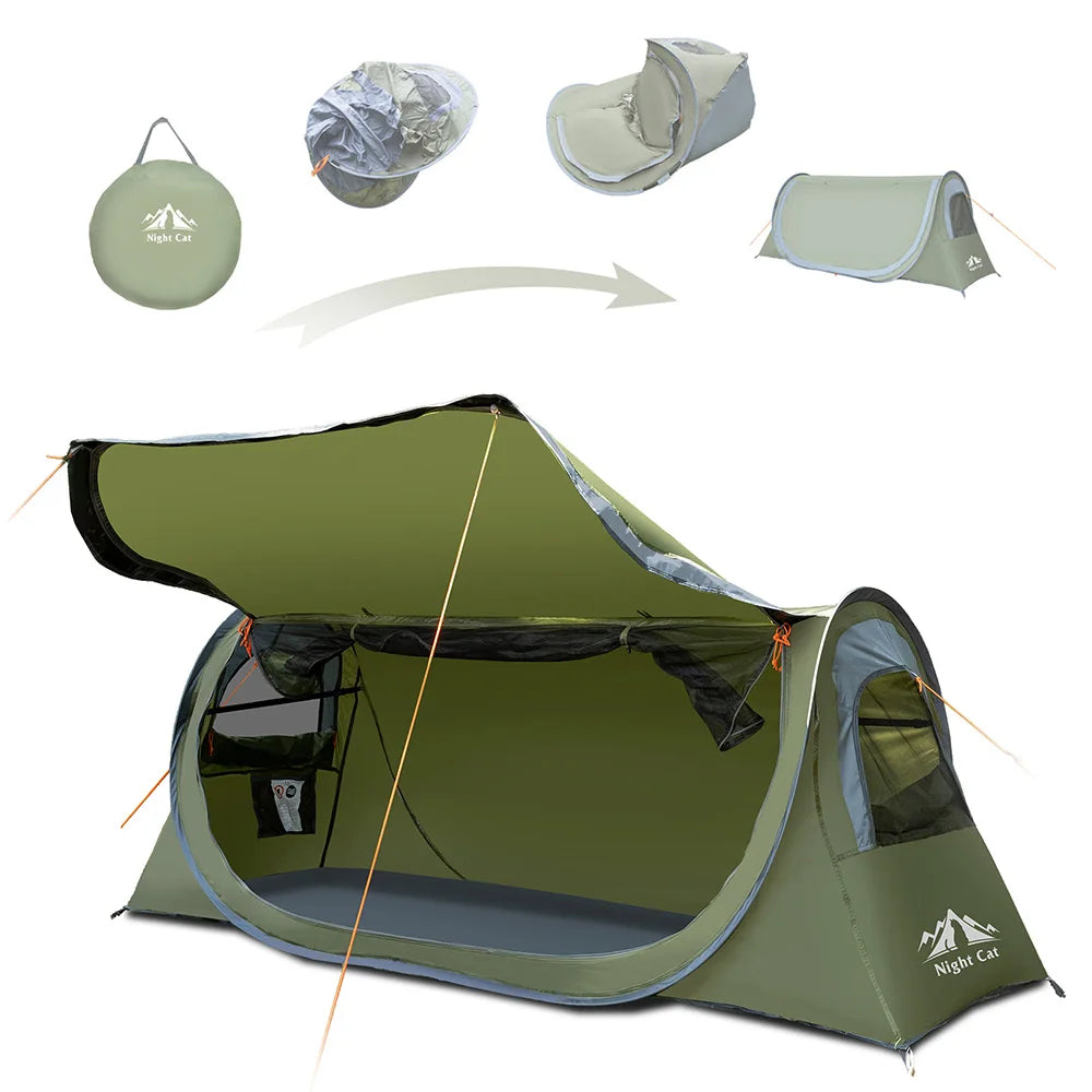 Night Cat Pop Up Camping Tent Waterproof Instant Easy Setup