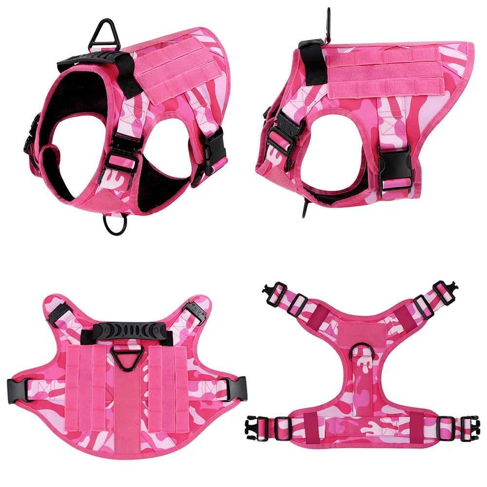 PETRAVELCN Military Camouflage Dog Harness For Large Dogs