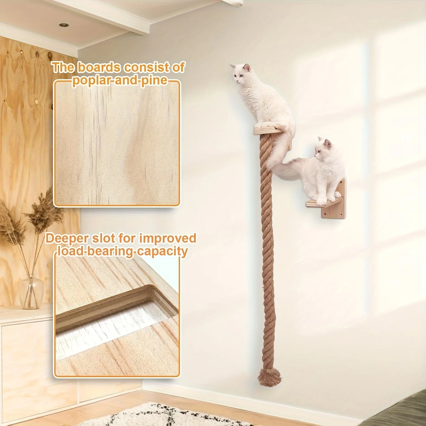 CZBNYX Wall Mounted Cat Tree With Rope Climbing Tower And Scratching Post