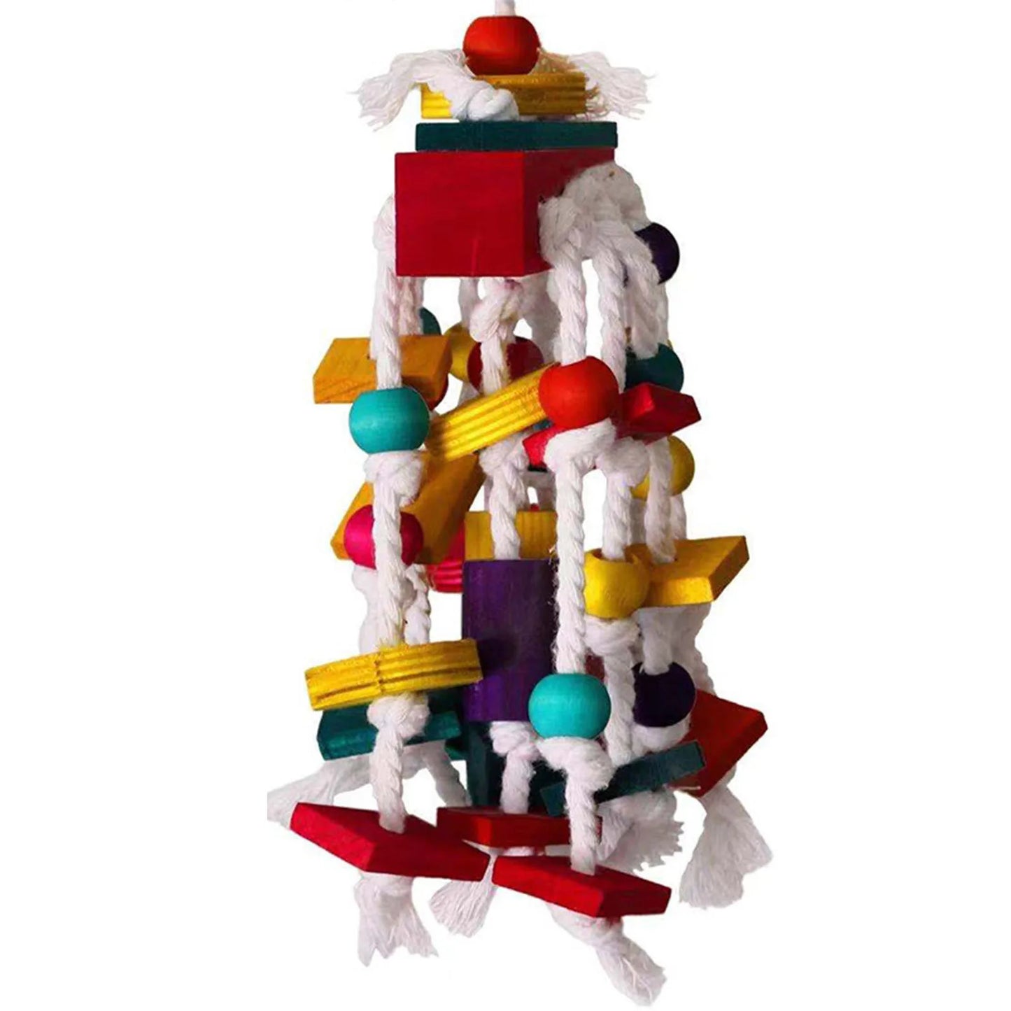 Natural Wooden Cage Hanging Rope Bird Toy For Conures Budgies Cockatiels