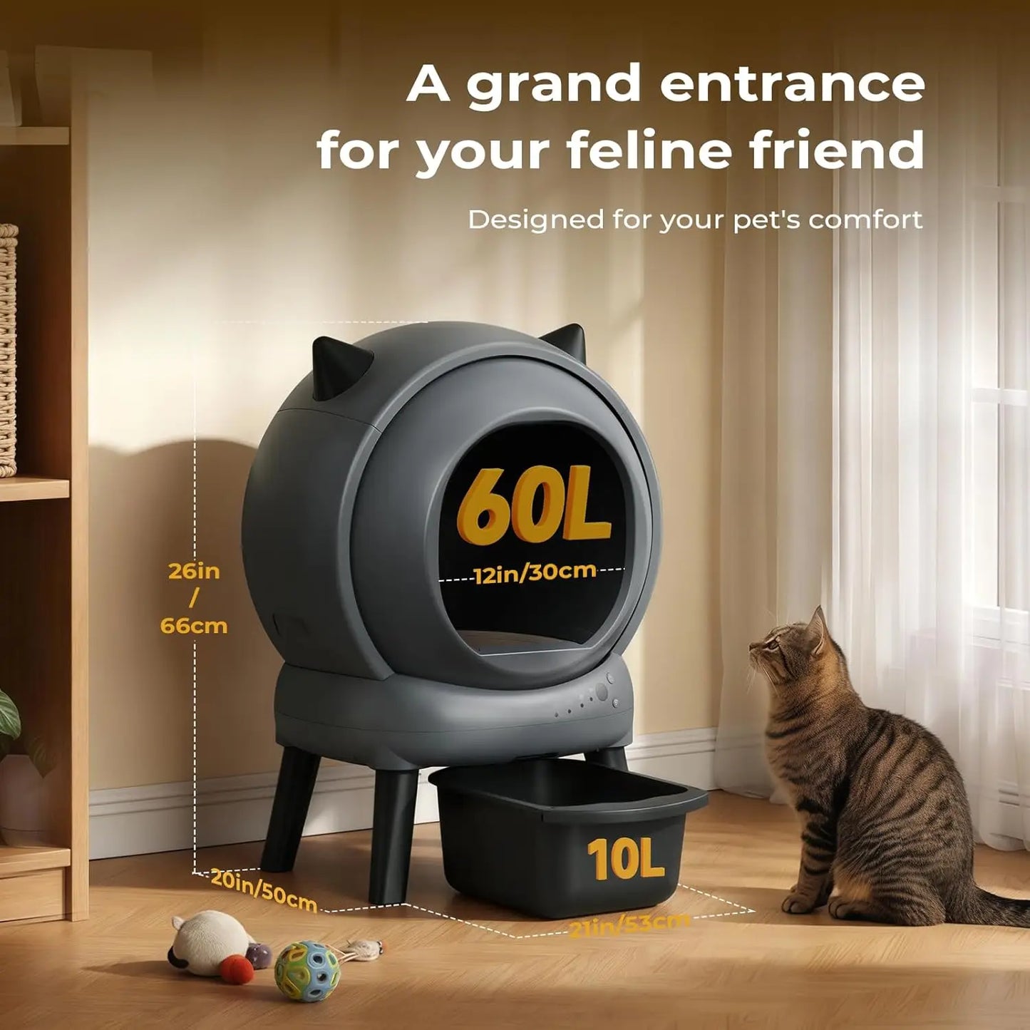 Automatic Self-Cleaning Cat Litter Box with Smart APP Control, Hygienic Pet Use, Custom