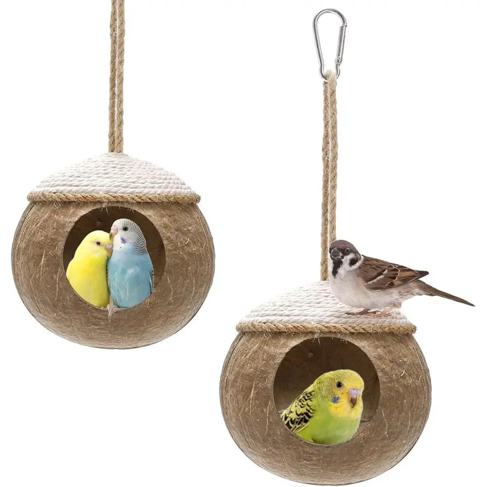 Coconut Bird Nest Hanging Birdhouse For Parrot 2 Pack