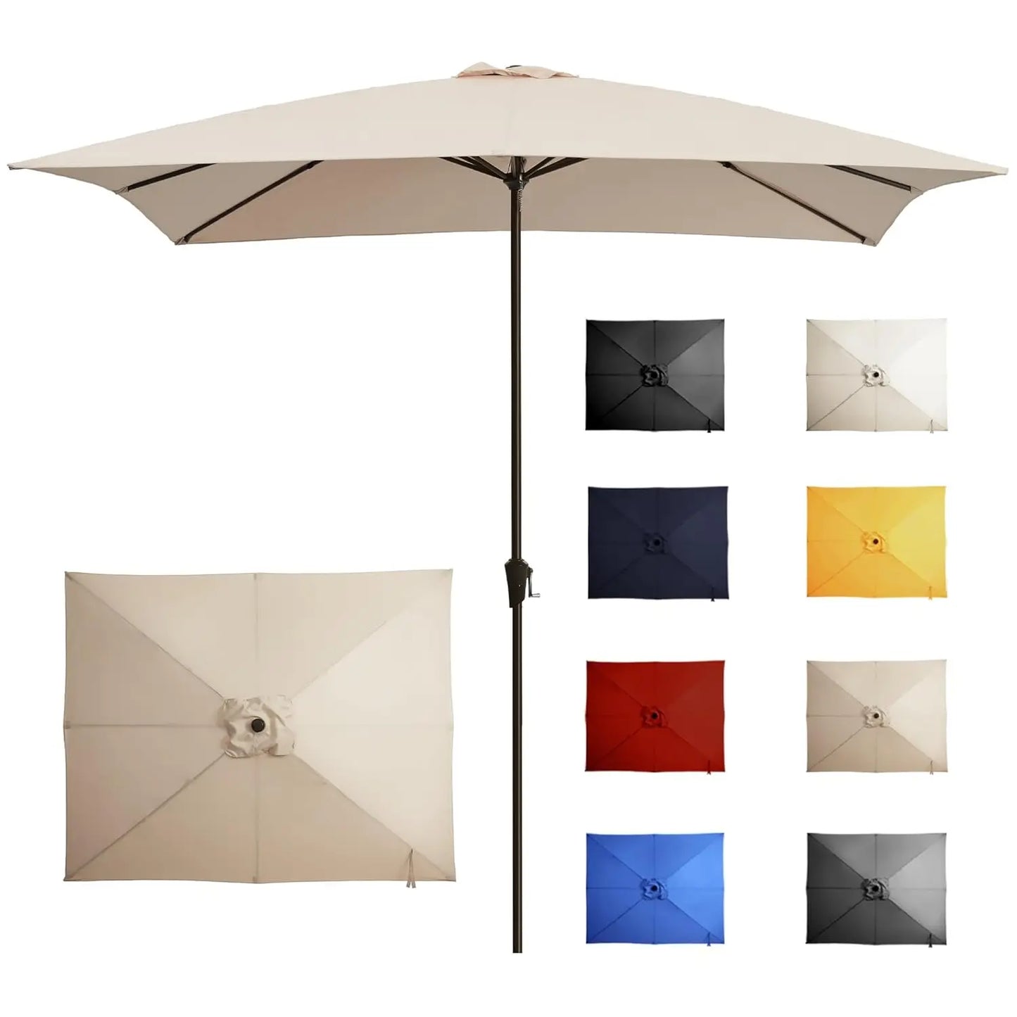 8x10FT Large Rectangular Patio Umbrella Outdoor Table Umbrella w/Crank Rectangle Market Umbrella UV Protection for, Customized
