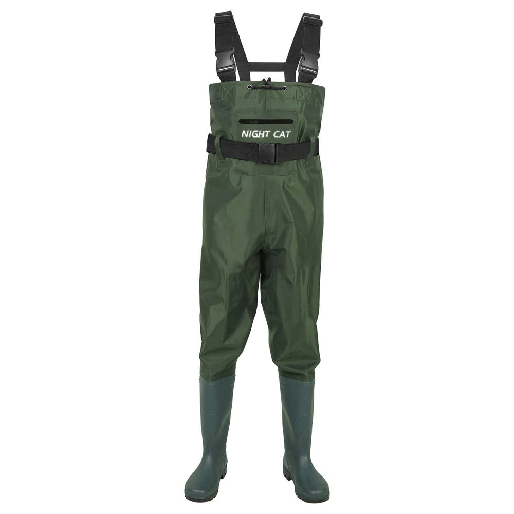Night Cat Fishing Wader for Men Women Farm Working Waterproof Hunting Chest Wader with Boots Belt Breathable Lightweight