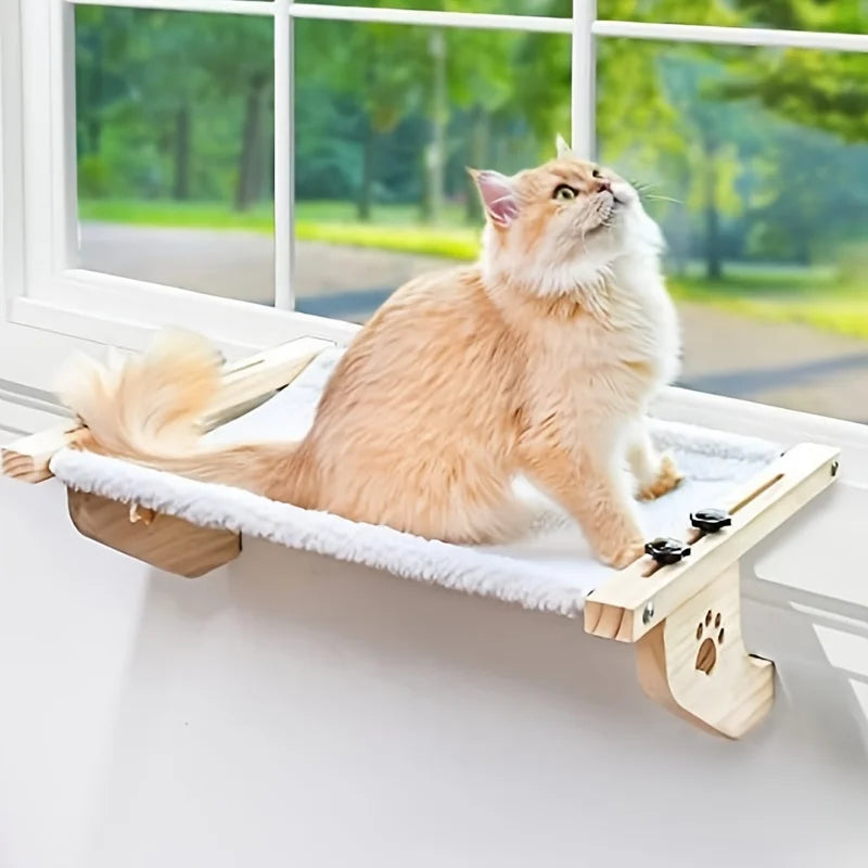 CZBNYX Cat Window Hammock For Indoor Cats With Wooden Frame