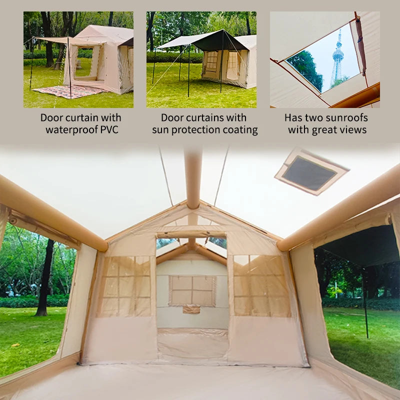 Inflatable Camping Tent With Pump Easy Setup Glamping Four Season